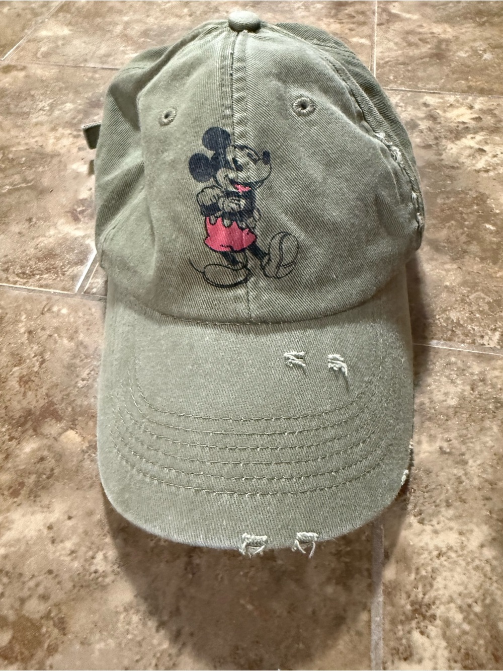 Adult Olive Green Mickey Mouse Baseball Cap Adjustable